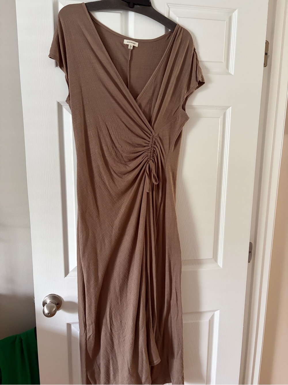 Max Studio Taupe Ruched Wrap-Front Midi Dress Never worn